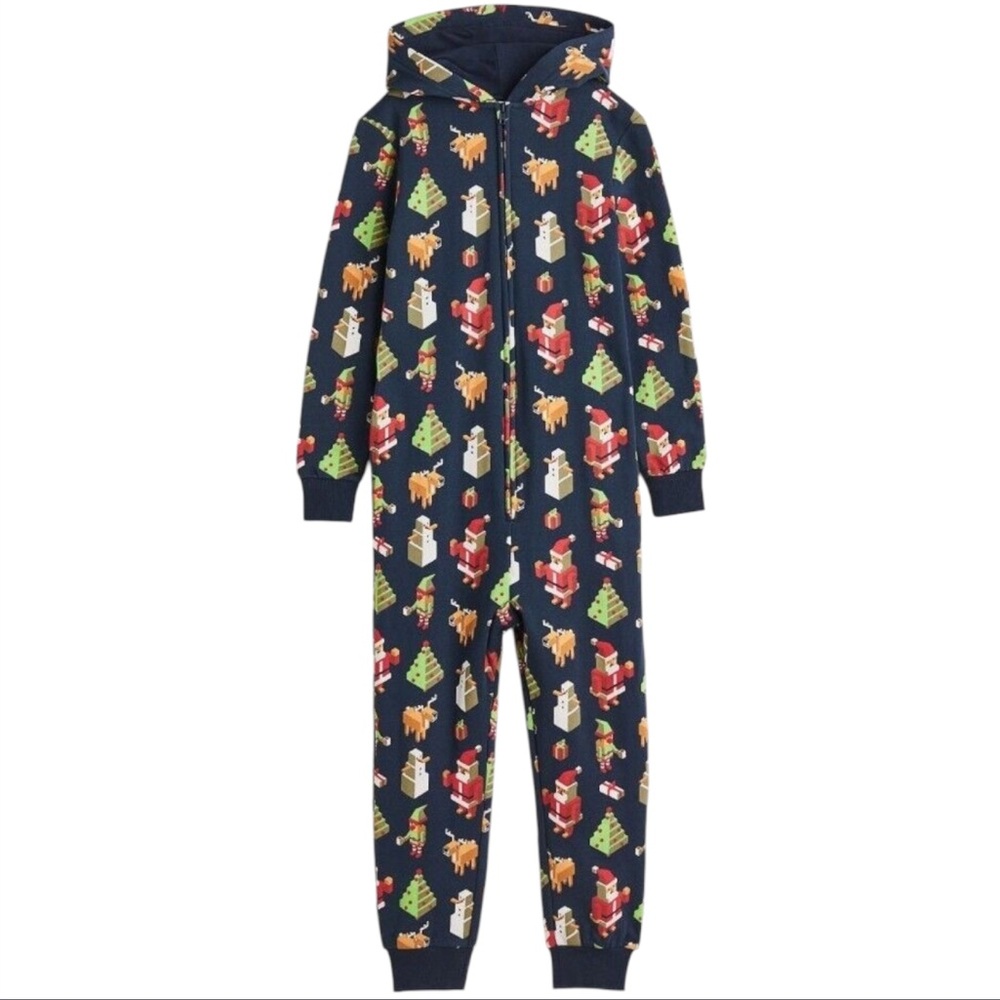 Kids Holiday Christmas Minecraft Patterned Jumpsuit Onsie One Piece